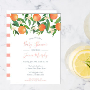 Färska Citrus Oranges Modern Baby Shower for Girl Inbjudningar
