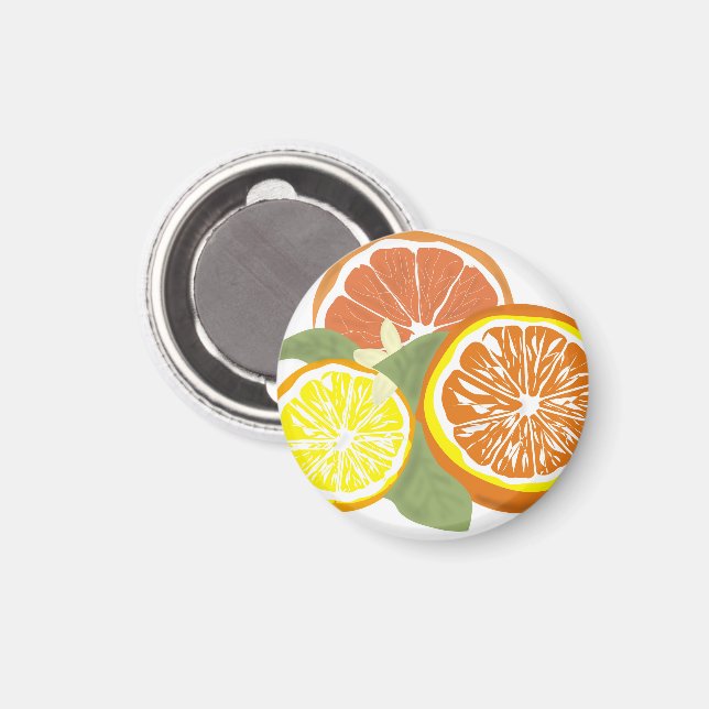 Färska Citrus Skivor Apelsin Citron Magnet (Front/Back)