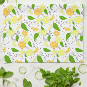 Färska citrusfrukter Citron Apelsin Modern. Kökshandduk