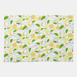 Färska citrusfrukter Citron Apelsin Modern. Kökshandduk