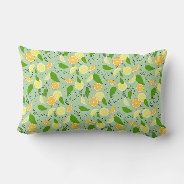 Färska citrusfrukter Citron Apelsin Modern. Lumbarkudde (Baksida)