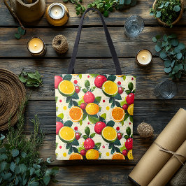 Färska Citrusfrukter Mönster – Ljus Botanisk Tygkasse