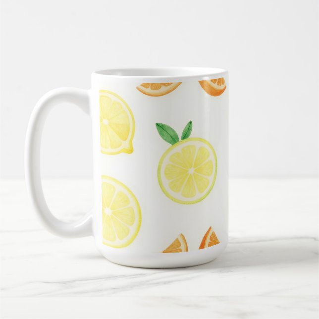 Färska Citrusskivor Sömlöst Mönster Kaffemugg (Vänster)