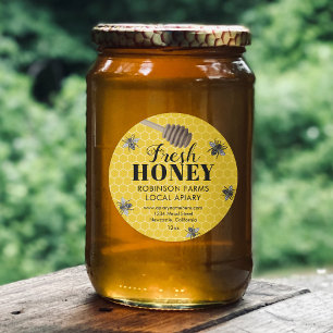 Färska etiketter för honung Burk   Honeybee
