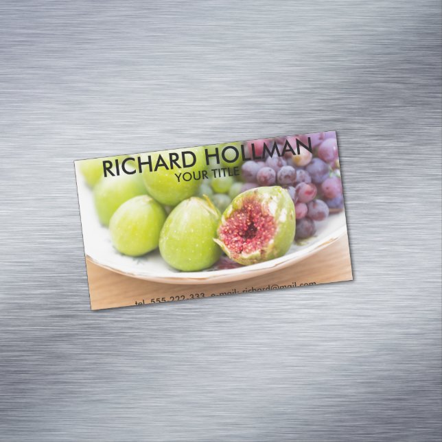 Färska fikon och druvor magnetiska visitkort (In Situ)