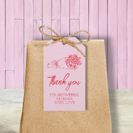 Färska från marknaden rosa bröllopsdusch tack så m presentetikett