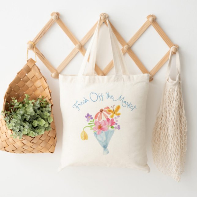 Färska Från Marknaden Whimsical Bukett Tygkasse (Skapare uppladdad)