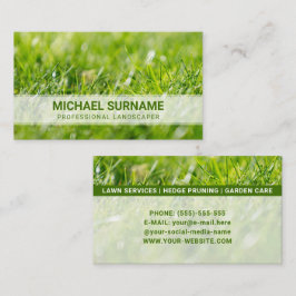 Färska gröna gräsmattor Trädgårdsskötsel Service L Visitkort