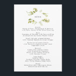 Färska gröna läderväxter Bröllop Meny<br><div class="desc">Det här är en rackkort- eller bröllopsmottagningsmeny. En klassisk elegant som moderniseras med text och vattenfärgsgrejens placering för att försköna mottagningsmenyn. Modern klassisk stil lämnar. Snyggt klassisk bröllop med den här nydanande versionen av Phrosne Ras Design - Fresh Greenery Leafy Plants Watercolor-mottagningsmenyn blir helt unik. Det här är en del...</div>