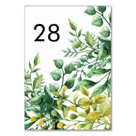 Färska gröna läderväxter i Bordsnumren Bröllop Bordsnummer