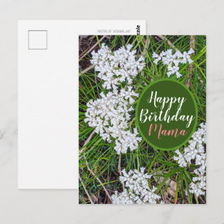 Färska gröna och vita blommor Glad födelsedag Mamm Vykort