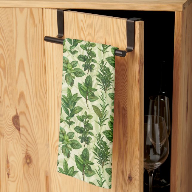 Färska gröna örter kökshandduk (Thirds Fold)