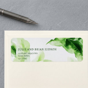 Färska Gröna Tropiska Blad Returadressetikett Returadress Etikett