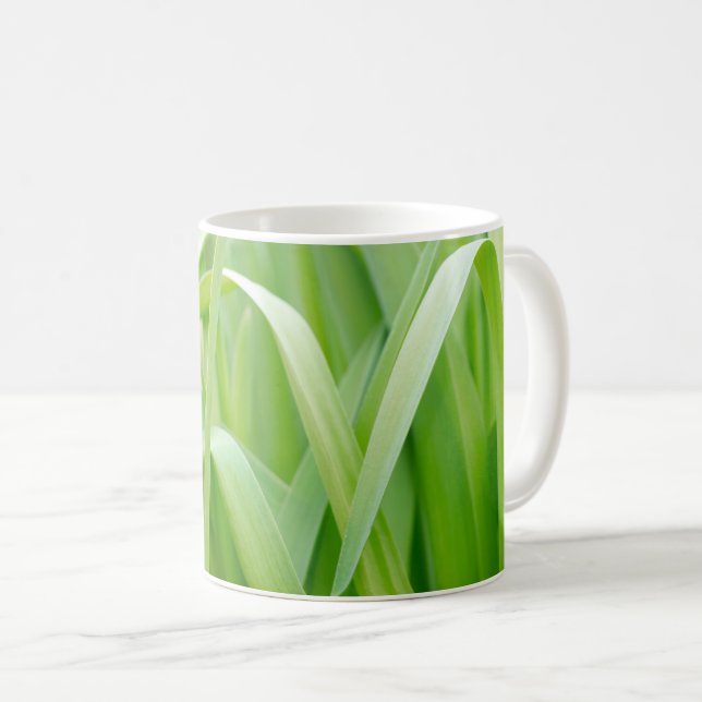 Färska gröna växtblad  kaffemugg (Framsida höger)