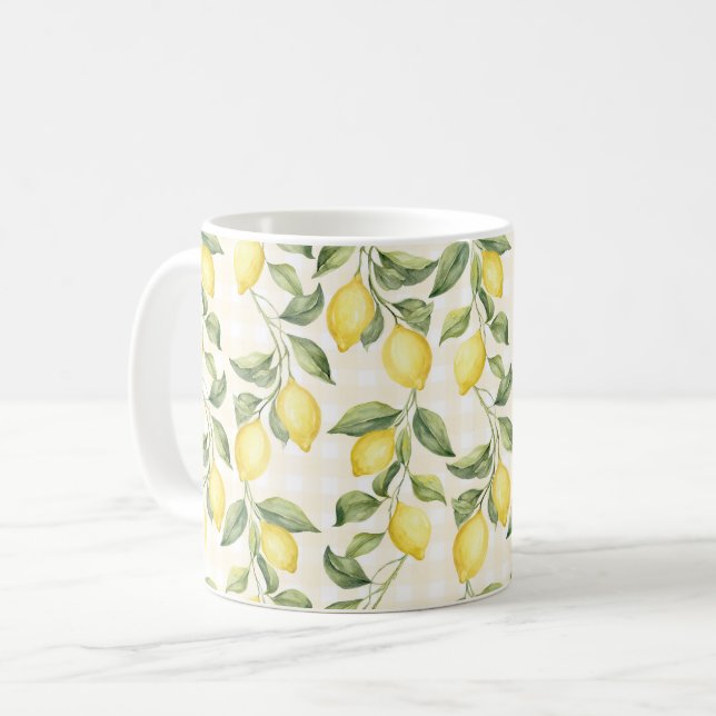 Färska gula citroner kaffemugg (Framsida vänster)