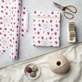 Färska hallon födelsedagsfest vattenfärg presentpapper