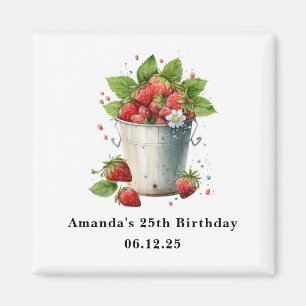 Färska jordgubbar i Bucket Birthday Magnet