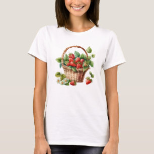 Färska jordgubbar i Wicker Basket T Shirt