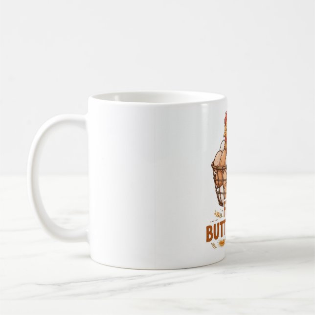 FÄRSKA KYCKLINGBITAR Rolig kaffemugg med kycklingm (Vänster)