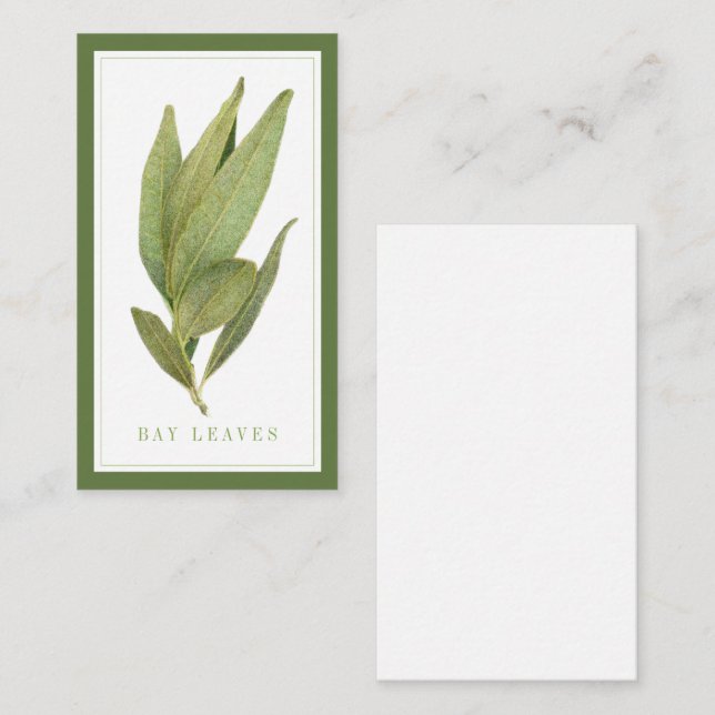 Färska lagerblad 3.5x2 Platt kort / Grön (Fram/baksida)