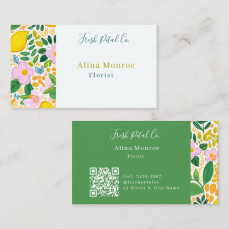 Färska Lemon Blommiga Florist Affärskort Visitkort