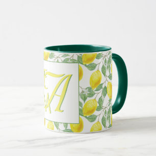 Färska Lemon Tree Monogram Dekorativa Gåvor Nygift Mugg