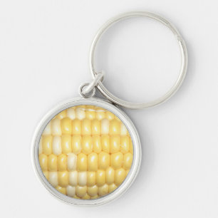 Färska Maj Kernels i Cob Keychain Rund Silverfärgad Nyckelring