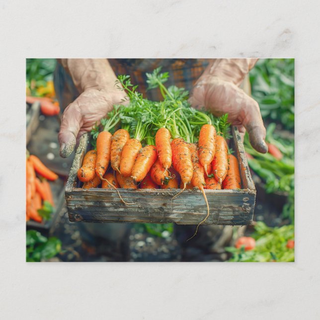 Färska morötter i Låda av trä Helg Vykort (Framsida)