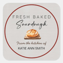 Färska Nybaktade Sourdough Bakar Etikett Klistermä