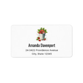 Färska Plockade jordgubbar i en Bucket Adress Adressetikett