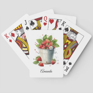 Färska Plockade jordgubbar i en Bucket Casinokort