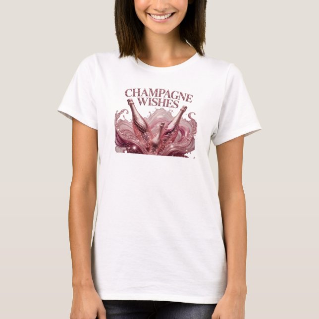 Färska röda CHAMPAGNE ÖNSKAR Grafisk T-shirt (Framsida)
