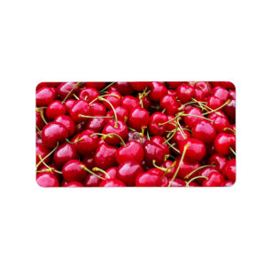 Färska röda körsbär Frukt Fotografi Naturlig Adressetikett