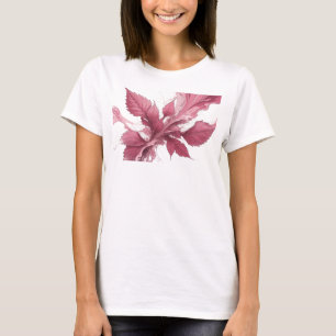 Färska rosa abstrakta blad Kreativ tryck T Shirt