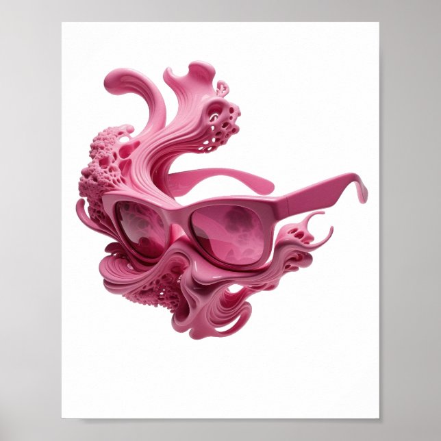 Färska rosa FUTURISTISKA SOLGLASÖGONBOCK Design Poster (Framsidan)