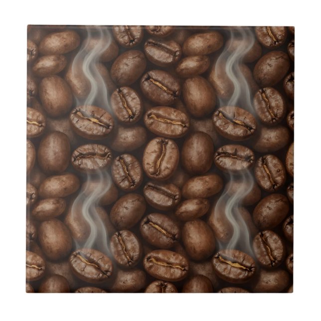 Färska rostade kaffebönor ångaroma kakelplatta (Framsidan)