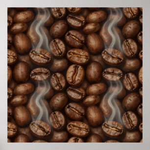 Färska rostade kaffebönor ångaroma poster