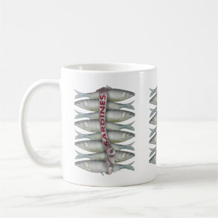 Färska sardiner kaffemugg