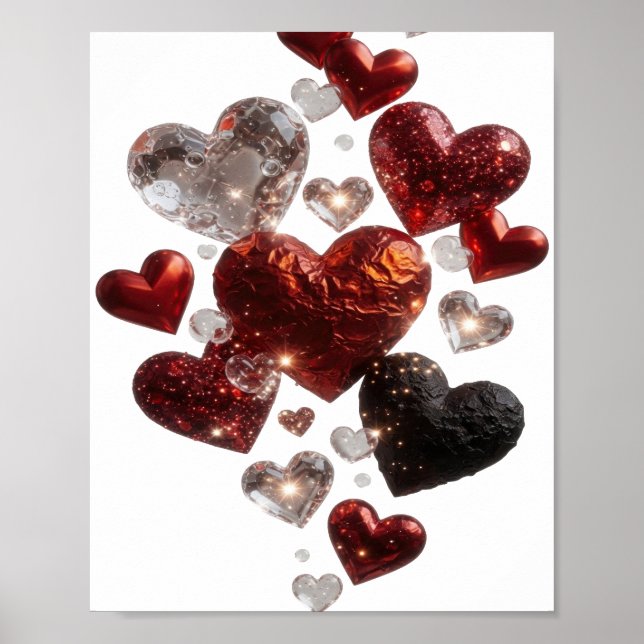 Färska Silver HJÄRTAN I RYMDEN Poster (Framsidan)