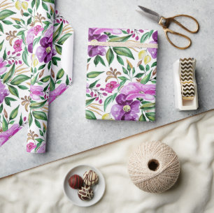 Färska sommarblommor Vattenfärg mönster Presentpapper
