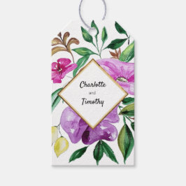 Färska sommarblommor Watercolor Monogram Presentetikett