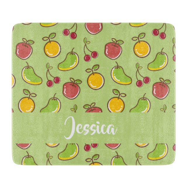 Färska sommarfrukter grönt mönster (Framsidan)