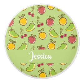 Färska sommarfrukter grönt mönster knopp