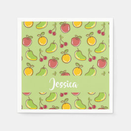 Färska sommarfrukter grönt mönster pappersservett