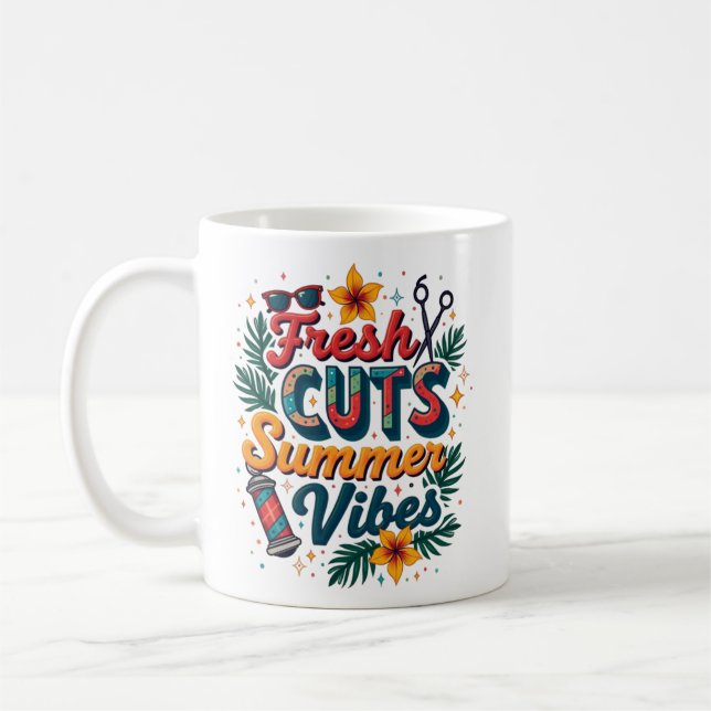 Färska styckningsdelar Sommar Vibe Barber Shop Kaffemugg (Vänster)