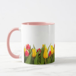 Färska, unga, Vibrant Red Gult Tulips Mugg