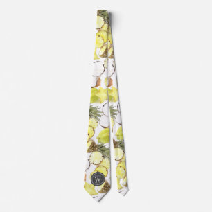 Färska vattenfärgstropiska frukter, Monogram Mö Slips