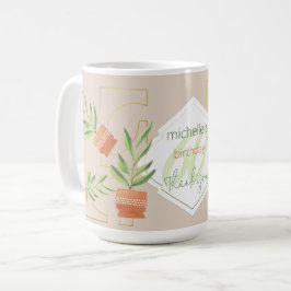 Färska växter i keramiska krukor akvarell kaffemugg