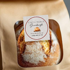 Färskbakade Sourdough-etiketter Bakdisk Sticker Fyrkantigt Klistermärke