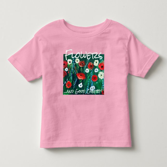 Färskblommig blomsterfält akryl för henne. Vallmo T Shirt (Framsida)
